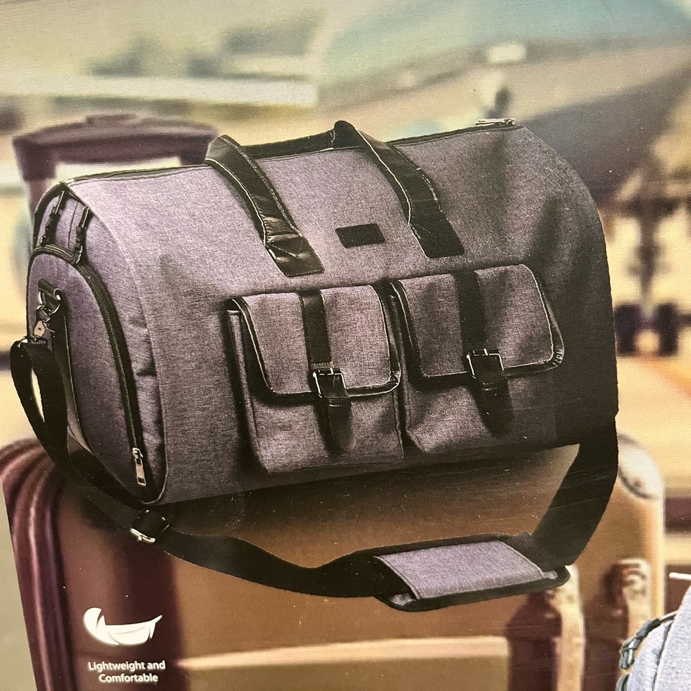New 2 In One Convertible Black Garment Duffle Bag with Adjustable Strap